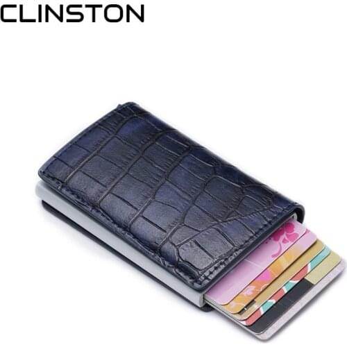 Buckle Double Credit Card Holder Men Aluminium Alloy PU Leather Cards Case Women Mini Alligator Wallet Slim Purse Sweetheart
