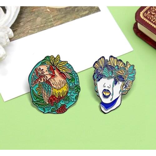 Forest Toucan Butterfly Spirit Brooches Butterfly woman crying Colorful parrot Enamel Pin Badge Jewelry Gift for Kids Friends
