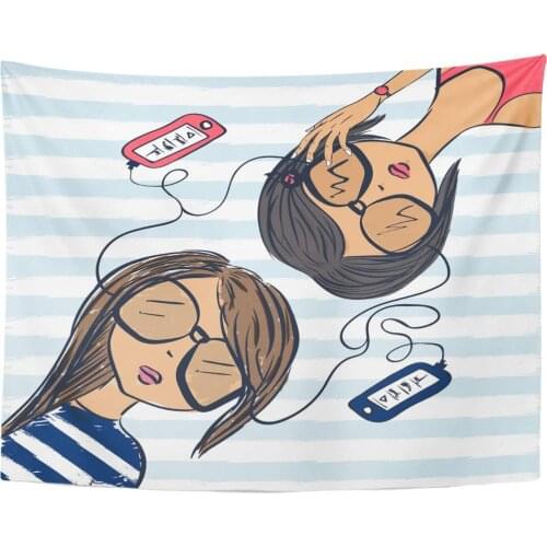 Tapestry Lover Girlfriend Teenagers Lie and Listen to The Music in Player Audiophile Beautiful Tapestries Wall Hanging