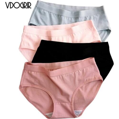 VDOGRIR Cotton Women Soft Panties Underwear Seamless Woman Mid Rise Briefs Sexy Lady Breathable Underpants Solid Lingerie Panty