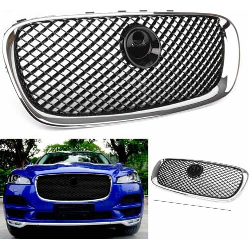 Chrome Car Racing Grills Front Bumper Mesh Grille w/ Emblem For Jaguar XF XFR XFRS X250 2008 2009 2010 2011