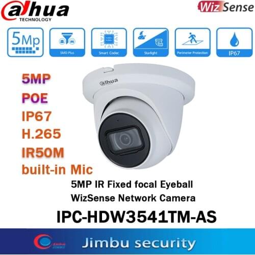 Dahua IPC-HDW3541TM-AS 5MP POE IR50m AI built-in MIC Micro SD memory IP67 CCTV WDR SMD Plus H.265+ Fixed focal