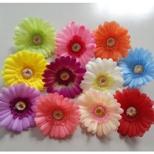 Pretty 10pcs/lot 10cm Daisy Silk Flowers Artificial for Gerbera Sunflower Wedding Party Decoration for DIY Wreath plastic flower