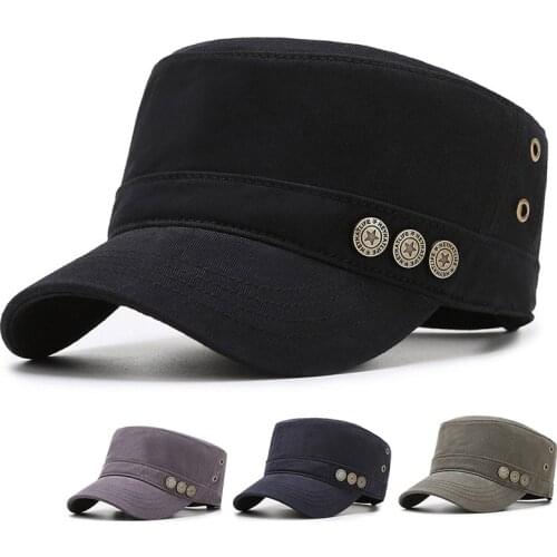 2020 Branded Men Military Caps Outdoor Casual Cotton Hat Flat Top Bonnet Female Vintage Army Casquette Bone Gorras with Air Hole