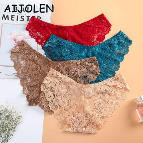 AIJOLEN Lace Thong and G-String Cutout Cute Solid Color Underwear Low Waist Breathable Ladies Close-fitting Panties