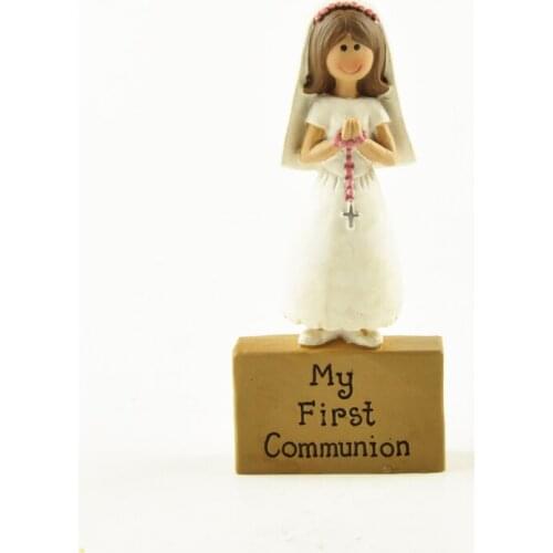 My First Communion Girl Holy gift Christmas Decoration Accessories Ark of Covenant Lady Resin Figurines with white dress