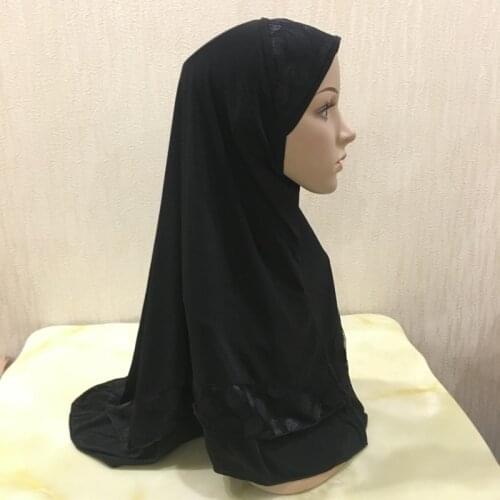 H109 big girls printed hijab hats muslim scarf islamic headscarf hat amira pull on headwrap beautiful 10 years girl scarf