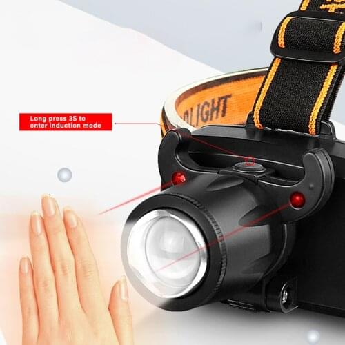 Sensor Headlamp T6 Zoom Powerful Headlight Head Lamp Waterproof USB Rechargeable Led Flashlight For Fishing Camping Work Light