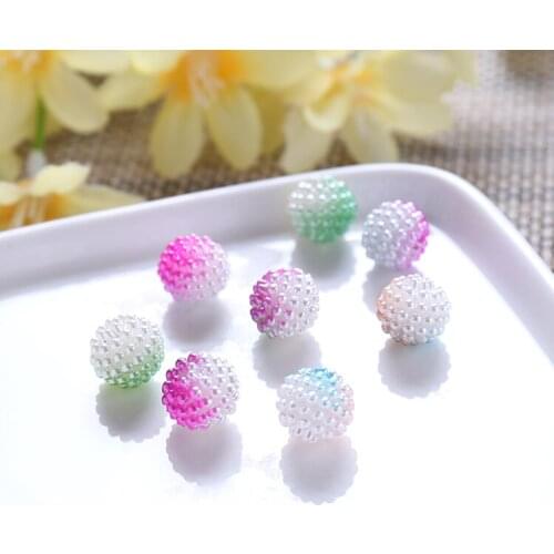 Newest 11mm 10Pcs Double Colors Bayberry Ball Pearl Beads Resin Round Hole Loose Beads DIY Pendants Jewelry Making
