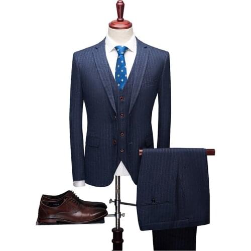 New Fashion Boutique Mens Plaid Formal Business Suit 3 Piece Set / Mens High-end Casual Suits ( Jacket + Vest + Pants )