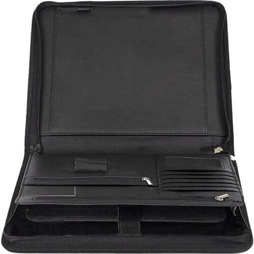 Vegan Leather Folder Zippered Closure Portfolio for Business IPad/Table and Card Interview Resume Binder