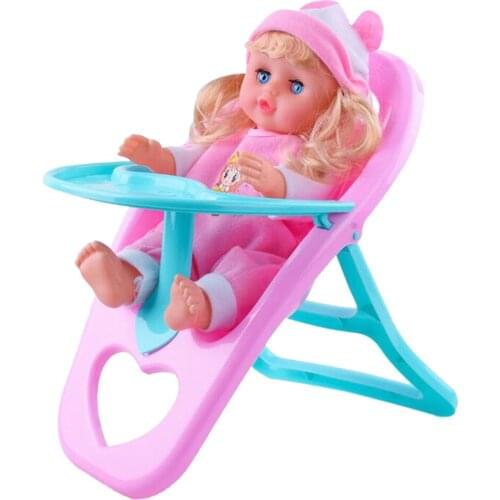 Plastic Kids Pretend Role Play Toys 28cm Doll & Dining Chair Children Gifts