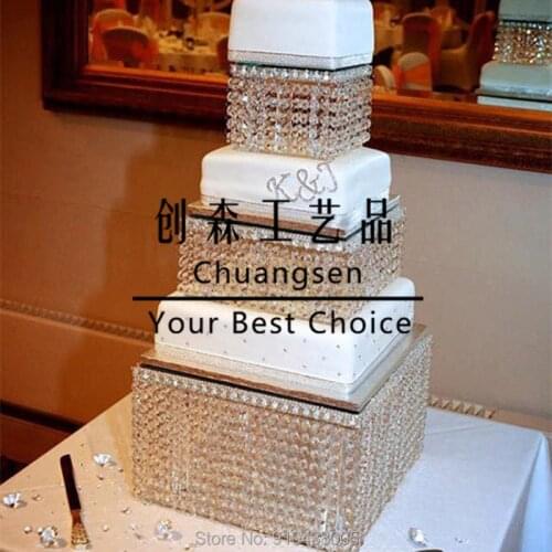 Popular wedding cake stands, 3tier acrylic crystal hanging cake stand set , party event deco cake rack centerpiece