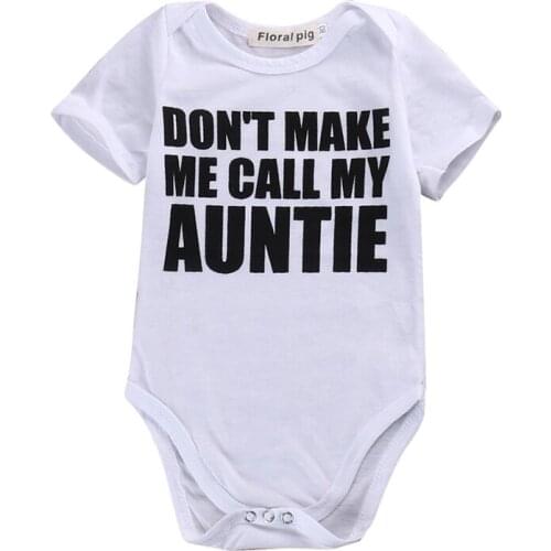 Casual Newborn Toddler Kids Baby Boy Girl Short Sleeve Letter Print Cotton Baby Bodysuit Jumpsuit Outfits Baby Clothes
