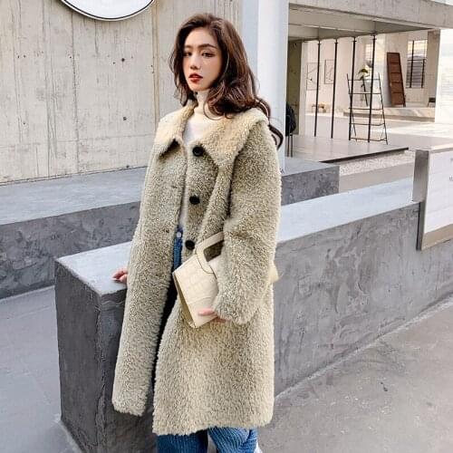 Simple Wool Cashmere Coat Womens Autumn Winter Fashion New Fur Jacket Loose Long Leisure Thick Warm Turn-down Collar Outwear
