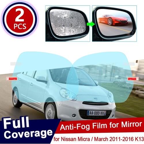 For Nissan Micra March 2011~2016 K13 Full Cover Anti Fog Film Rearview Mirror Accessories Waterproof Rainproof Car Sticker 2015
