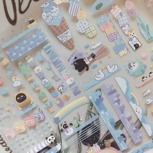 Lovely Line Zoo PET Tape for Card Making Bullet Journal DIY Scrapbooking Clear Sticker