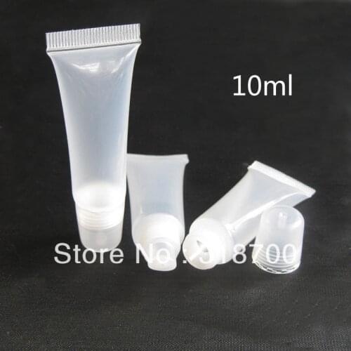 50 x 10ML Empty Transparent Lip Glossy Soft Tube 10cc PET Lipstick Tube 1/3oz Clear Pet Cream Bottle