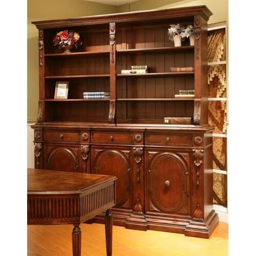 Antique bookshelf bookcase living room storage floor cabinet for study room Bibliothèque pour salle d'étude GH47