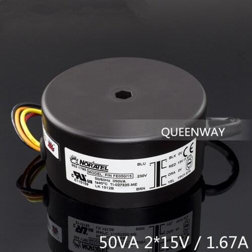 T-014 2*15V 50W 1.67A NEW NORATEL Sealing Toroidal Transformer 50VA Primary Rated Voltage 0-230V 50/60Hz