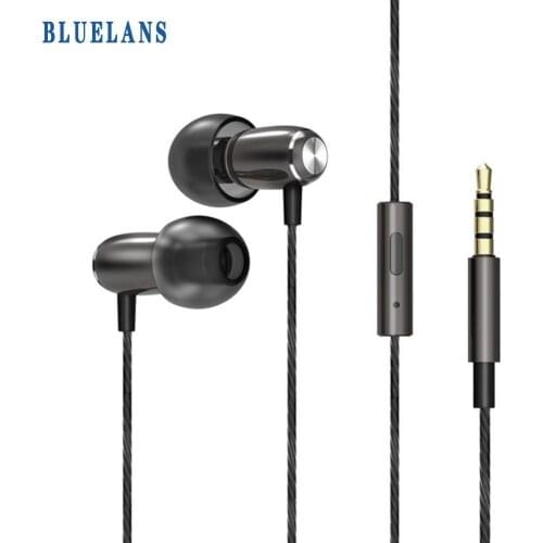 Universal 3.5mm Metal Wired In-ear Heavy Bass Cable Controlled Earphone with Mic For Huawei Xiaomi Redmi Samsung Phone Headphone