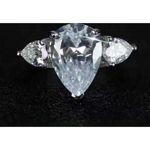 YaYI Jewelry Hot Fashion Princess 100% White Natural Zircon Stamped Silver Color Engagement Wedding Party Copper Drop Ship Rings