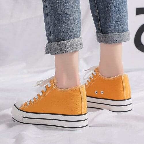 Platform Heels Lace Up Canvas Shoe for Women High Top Wedge Sneakers Fashionable Breathable Women Sneakers Canvass Shoes trend