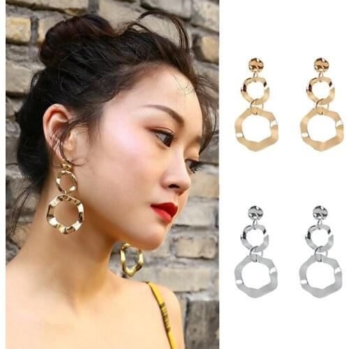 Women Personality Simple Geometric Irregular Glossy Earrings Stud Earrings Party Jewelry Accessories