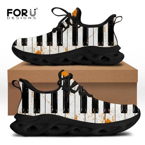 FORUDESIGNS Women Shoes Piano Keys Music Pattern Casual Sneakers Shoes Breathable Fashion Ladies Walking Footwear Zapatos Mujer