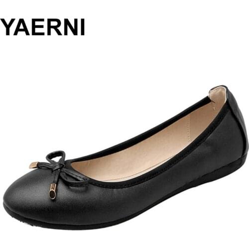 YAERNI Women Foldable Ballet Flats Portable Travel Fold up Shoes Woman Round Toe Bowknot Slip On Casual Shoes for Spring Autumn
