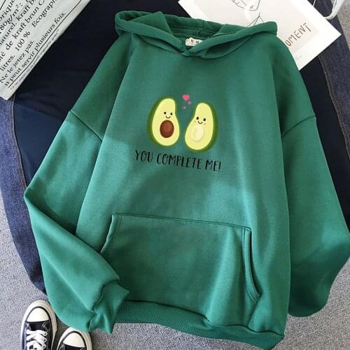 Women Hoodies Avocado Harajuku Printed Pullover Graphic Sweatshirts Long Sleeve Oversized Hoodies Women Sweathirt Pocket Hoodie