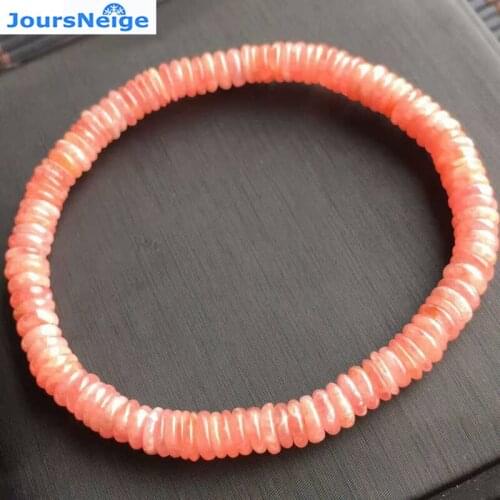 JoursNeige Natural Pink Pattern Stone Plate Wheel beads Bracelets Ladies Hand String Strokes Peach Blossom Single lap Jewelry