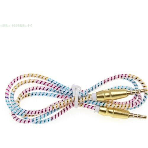 1M 3.5mm round ring HD Jack Auxiliary Audio Cable Male Flat Aux Cable Car player to connect with audio device 100pcs/LOT