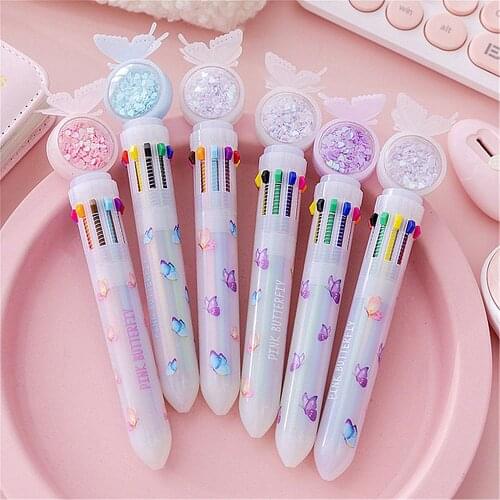 1PC 10Colors Cute Animal Mermaid Ballpoint Pen Butterfly Rollerball Pen School Office Supply Gift Colorful Refill Stationery Pen