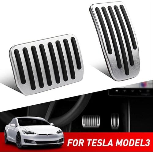 2Pcs/set Car Aluminum Automatic Brake Accelerator Non-Slip Foot Pedal Pads Cover For Tesla Model 3 2017-2021 Decor Accessories