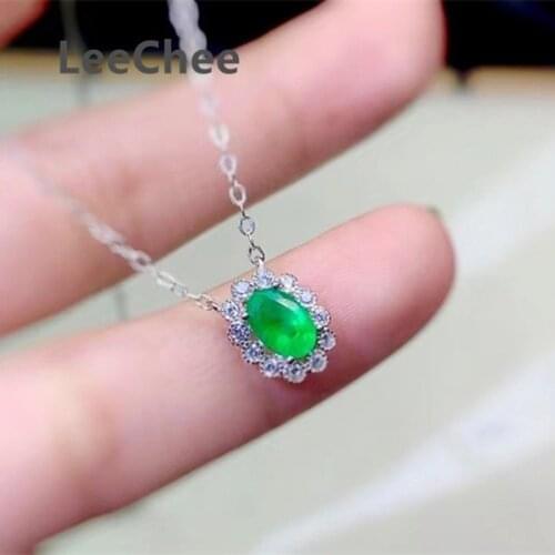 4*6MM Emerald Necklace Natural Green Gemstone Pendant for Women Anniversary Party Gift Real 925 Sterling Silver Fine Jewelry