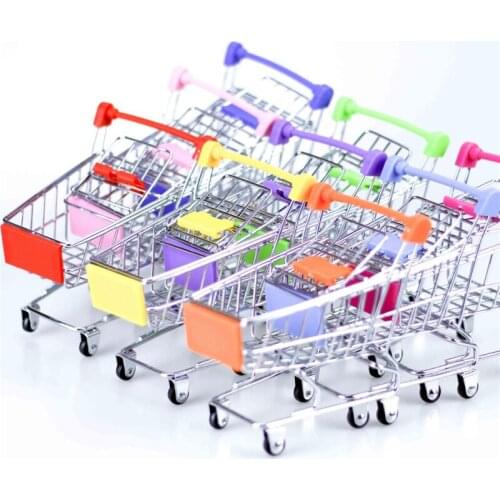 60Pcs Home Storage Box Mini Supermarket Shopping Handcart trolley Simulation Small Shopping Cart Utility Cart Pretend Play Toys