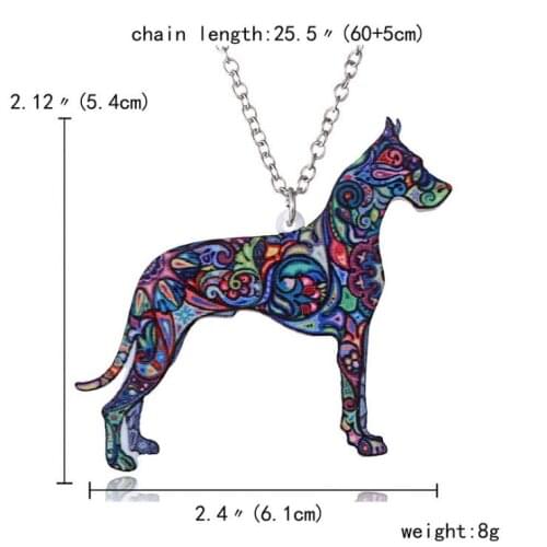 Acrylic coloured drawing dog necklace