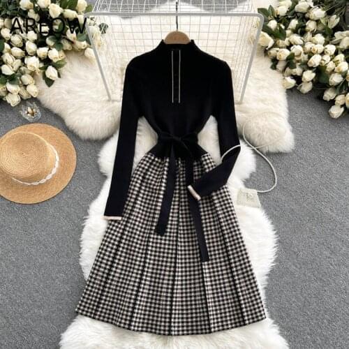 Модные платья в клетку AREQW China At AliExpress