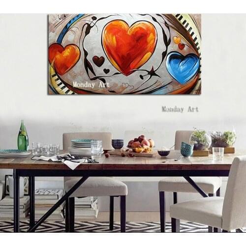 Large aritist Modern nordic home decor musical notation love heart oil painting poster handpainted colorful oil painting canvas