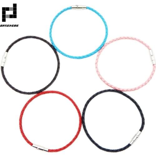 BASEHOME 100% Genuine Braided Leather Bracelet Men Women Stainless Steel Magnetic Clasp Male Gift Bracelets Bangles Jewelry