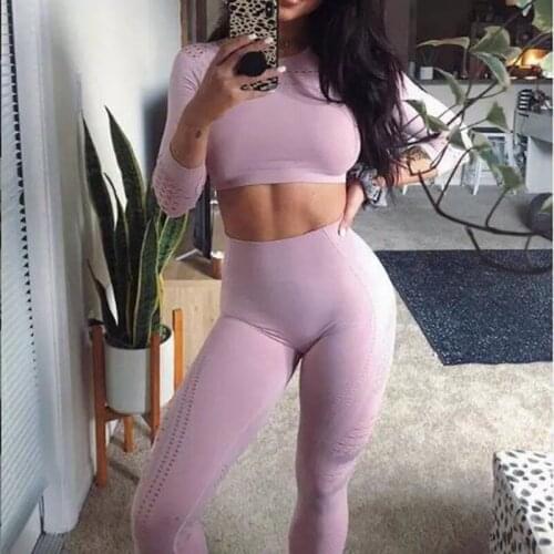 CXUEY Long Sleeve Women Sports Kit Fitness Wear Crop Top Yoga Sets Women Gym Clothes Winter Workout Clothes for Women Orange Red