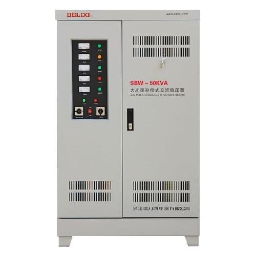 DELIXI SBW-50KVA (50KW) High Power Compensation Three Phase Voltage Stabilizer 50000VA compensated power regulator output 380V