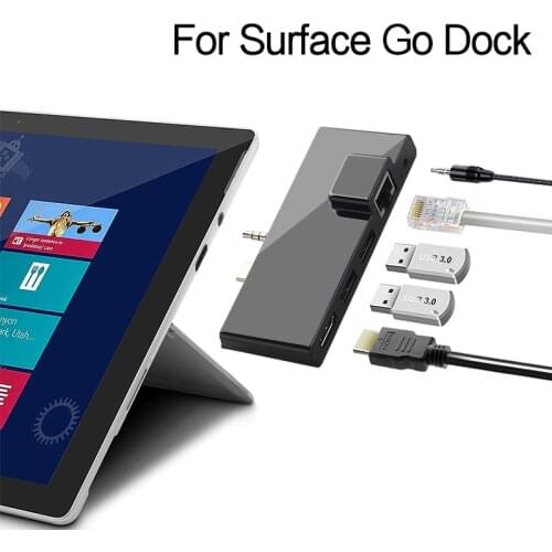 USB C HUB to HDMI Multi USB3.0 Card Reader RJ45 3.5mm Audio Docking Splitter Port Adapter For Microsoft Surface GO Tablet Dock