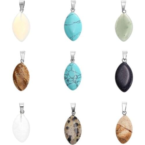Julie Wang 10PCS Natural Stone Charms Random Mixed Leaf Shape Small Pendant Women Necklace Bracelet Jewelry Making Accessory