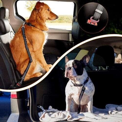 Bungee Elastic Dog Seat Belt Adjustable Reflective Durable Nylon Pet Car Safety Belt Dog Products