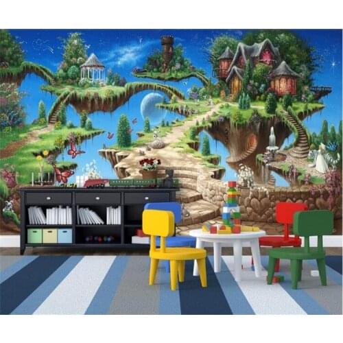 Photo Wallpaper 3D Stereo Cartoon Fairy Tale Castle Mural Kids Bedroom Living Room Amusement Park Backdrop Wall Painting Fresco
