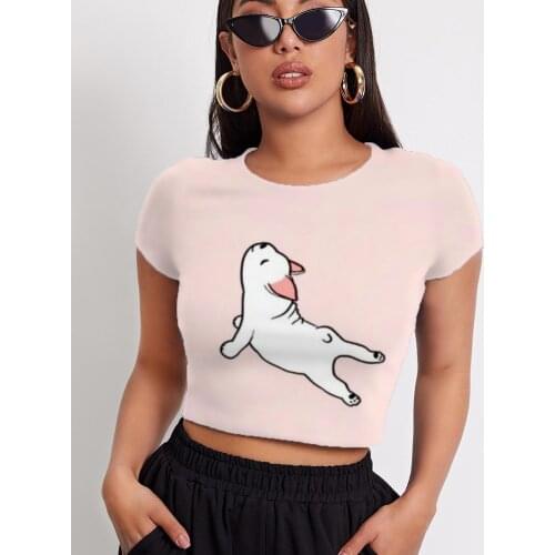 3d Tshirt Animal T shirt Women Dog Navel Bare Lovely Tshirt Printed Harajuku Tshirts Casual Short Sleeve Punk Rock New Style