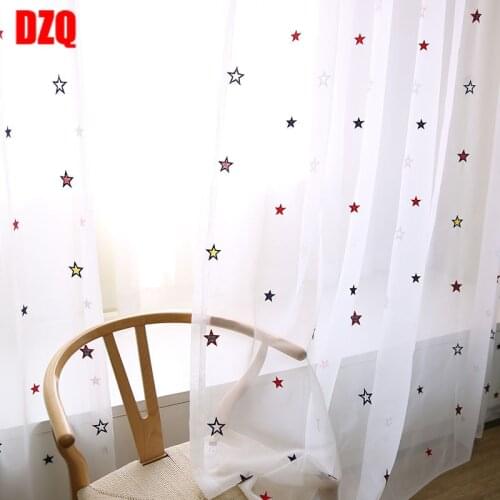 Gypsophila Cartoon Curtains Tulle for Childrens Bedroom Kids Embroidered Sheer Living Room Window Treatments Custom Drapes