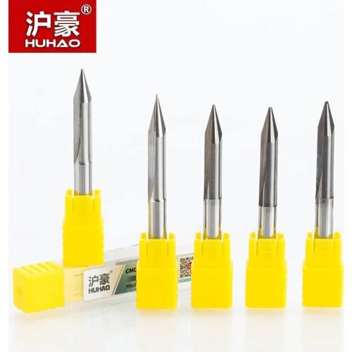 HUHAO 1PC 6mm 2 Flutes Straight Engraving Bits deep cutter For wood CNC Carving V Bits Carving machine tools 50mm end mill